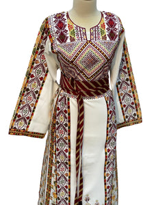 Beige Shade Traditional Embroidered Palestinian Fellahi Thobe