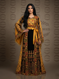Yellow Mustard Glow Satin Bell Sleeve Thoub