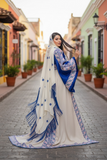 Embroidered Palestinian Fellahi Thobe With Matching Headpiece & overskirt