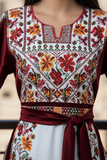 Maroon Floral Embroidery Silk Fashion Dress