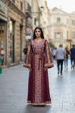 The Maroon Silk Thobe Palestine Thoub