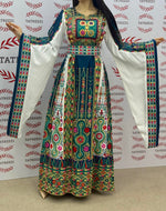 Load image into Gallery viewer, Green Embroidery Traditional Palestinian Thobe Machine Made
