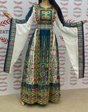Green Embroidery Traditional Palestinian Thobe Machine Made