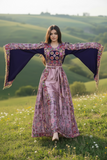 The Glow Pink Thoub Palestinian Featuring Wide Sleeve