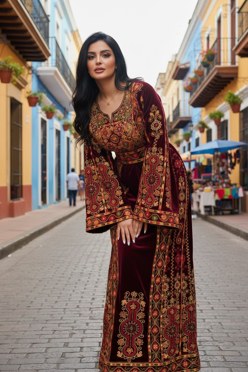 Maroon Velvet Stunning Thoub