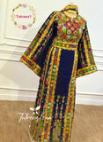 Navy Traditional Palestinian Thobe –  Full Set with Headscarf