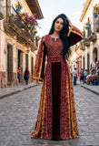 Maroon Thoub Al Malak Golden Embroidery