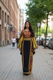 Golden Threads Black Twilight Traditional Thobe with Wide Sleeves