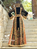 Load image into Gallery viewer, The New Black Velvet Malacca Embroidered Palestinian Fellahi Thobe
