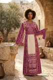 Etameen Beige Shade Traditional Embroidered Palestinian Fellahi Thobe