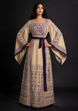 Purple Embroidered Palestinian Thobe Reversible Belt