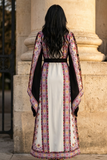 Purple Embroidered Palestinian Thobe with Wide Sleeves