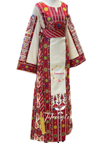 Charger l&#39;image dans la galerie, Etameen Traditional Red Embroidered Palestinian Fellahi Thobe
