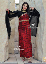 Load image into Gallery viewer, Red &amp; Black Simple Elegant Embroidered Dress
