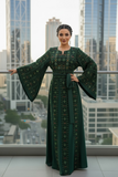 Front  Green Embroidery Elegant Palestinian Dress