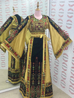 Load image into Gallery viewer, Velvet Black Palestinian Tatreez Thobe Heritage Elegance Embroidered Dress
