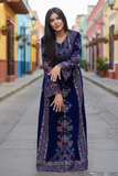 Blue Velvet Embroidery Palestinian Fellahi Thobe