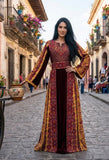 Maroon Thoub Al Malak Golden Embroidery