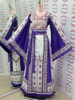 Load image into Gallery viewer, Purple Embroidery Traditional Palestinian Thobe Machine Made
