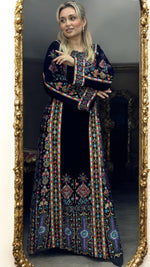 Load image into Gallery viewer, Blue Thoub Tatreez Palestinian Fellahi Thobe With Embroidery Belt
