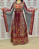 Gray Embroidery Traditional Palestinian Thobe Machine Made