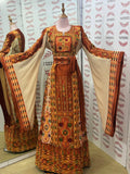 Orange Burnt The Glow Thoub Palestinian Featuring Wide Sleeve