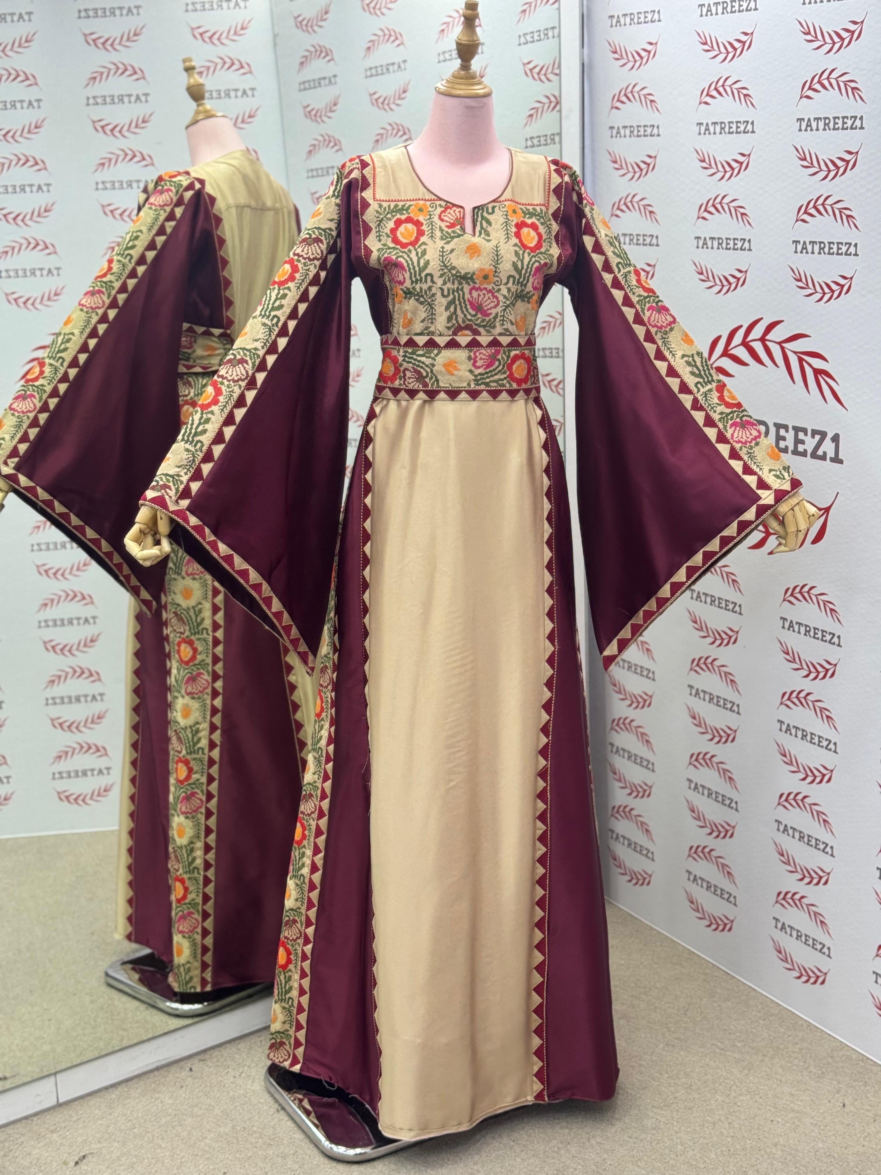Beige A Simple Elegant Embroidered Dress