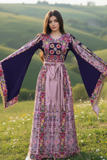 The Glow Pink Thoub Palestinian Featuring Wide Sleeve