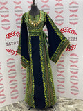Green Palestinian Green Olive Thobe Embroidery