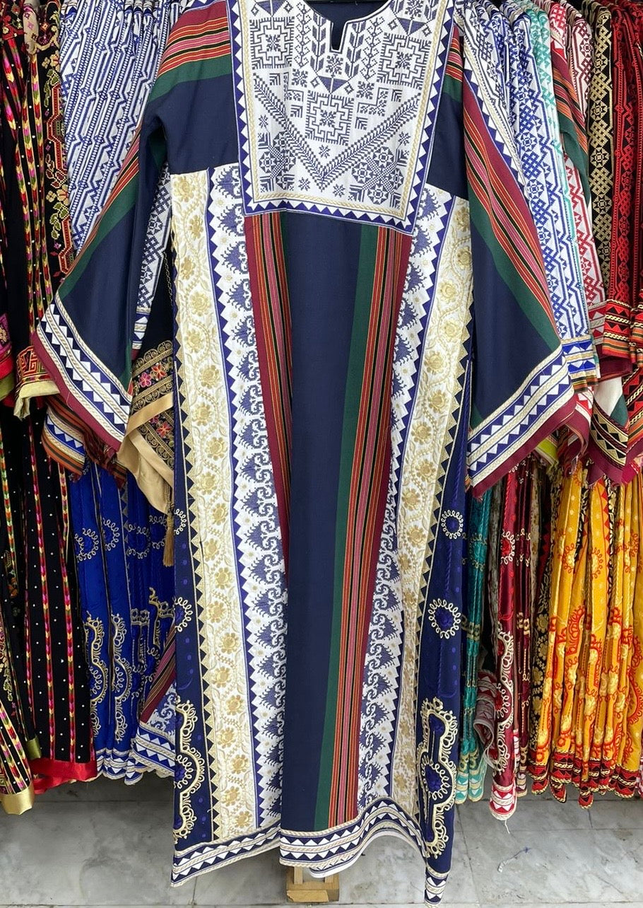 Majdalway Navy Embroidered Palestinian Fellahi Thobe