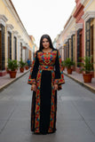 Black Simple & Classic And Elegant Emberoidery Dress With Matching belt