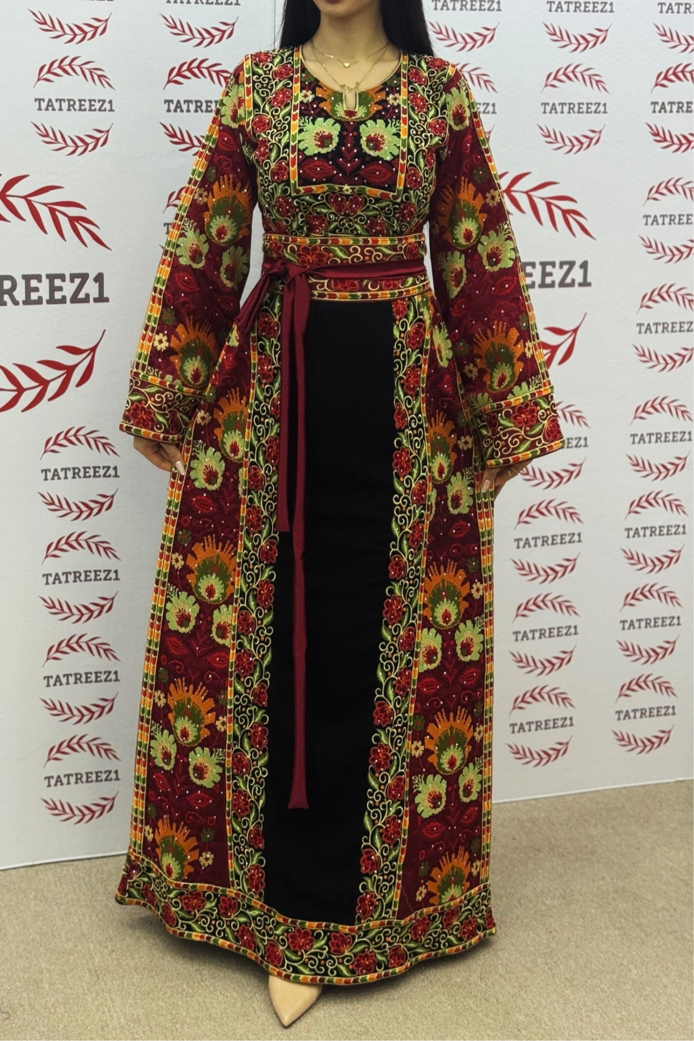 Orange Burnt Embroidery Traditional luxurious touch Thoub