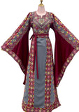 Stunning Gray Long Sleeve Embroidered Palestinian Thobe