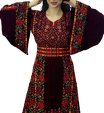 Load image into Gallery viewer, Maroon Velvet Embroidery Stone Thoub
