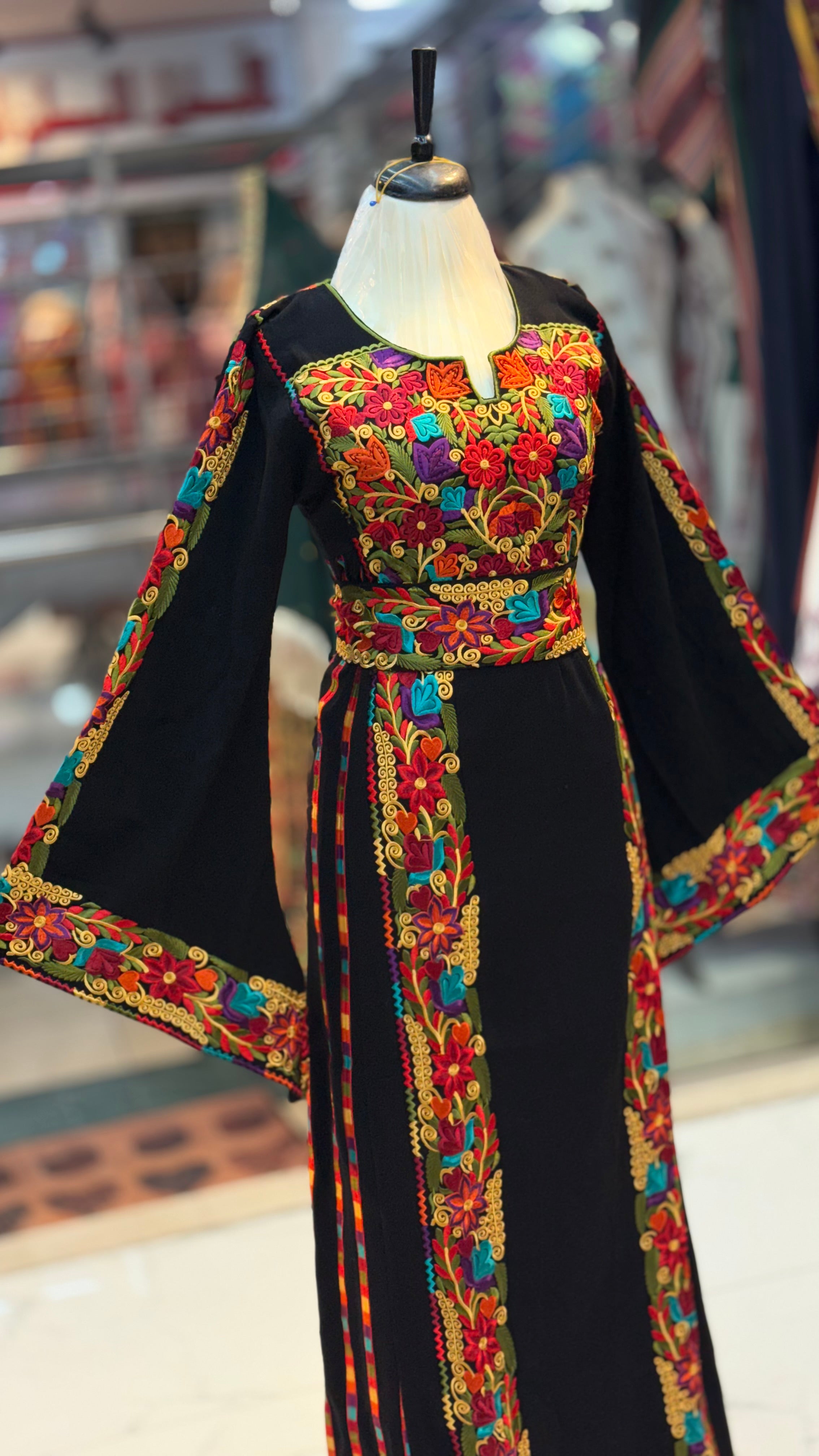 Black Simple & Classic And Elegant Emberoidery Dress With Matching belt