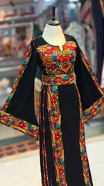 Load image into Gallery viewer, Black Simple &amp; Classic And Elegant Emberoidery Dress With Matching belt
