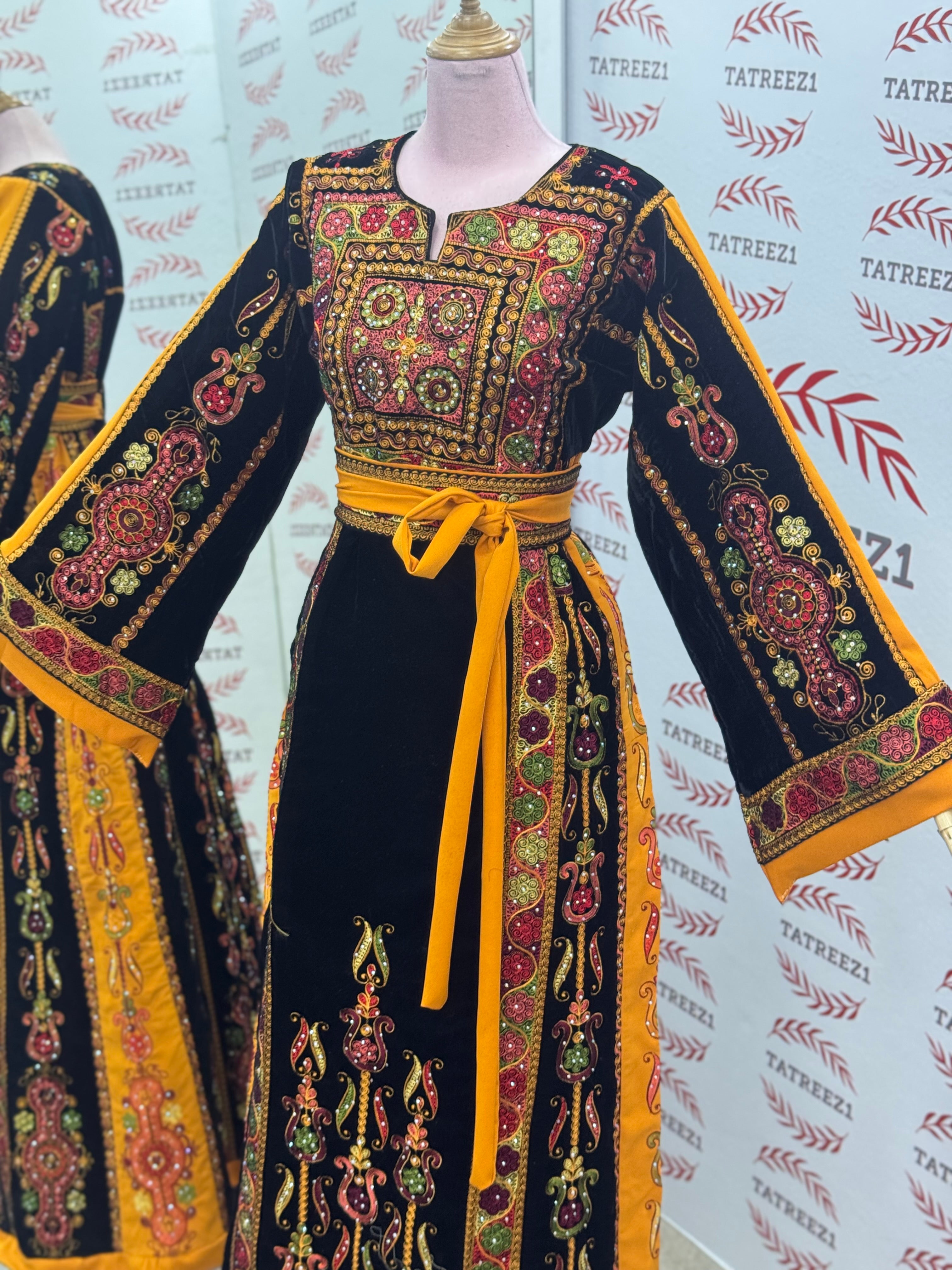 Velvet Malacca  Embroidered Palestinian Fellahi Thobe