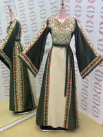 Load image into Gallery viewer, Simply Elegant Wide Sleeve Thoub Embroidered Palestinian Thobe
