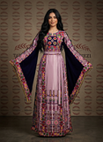 The Glow Pink Thoub Palestinian Featuring Wide Sleeve