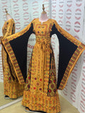 Golden The Glow Thoub Palestinian Featuring Wide Sleeve Reversible Belt