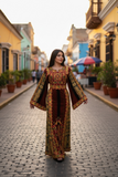 Jennah & Naar Velvet embellished with intricate Qasab (metallic) embroidery.