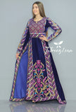 Blue Velvet Thoub With Removable Skirt