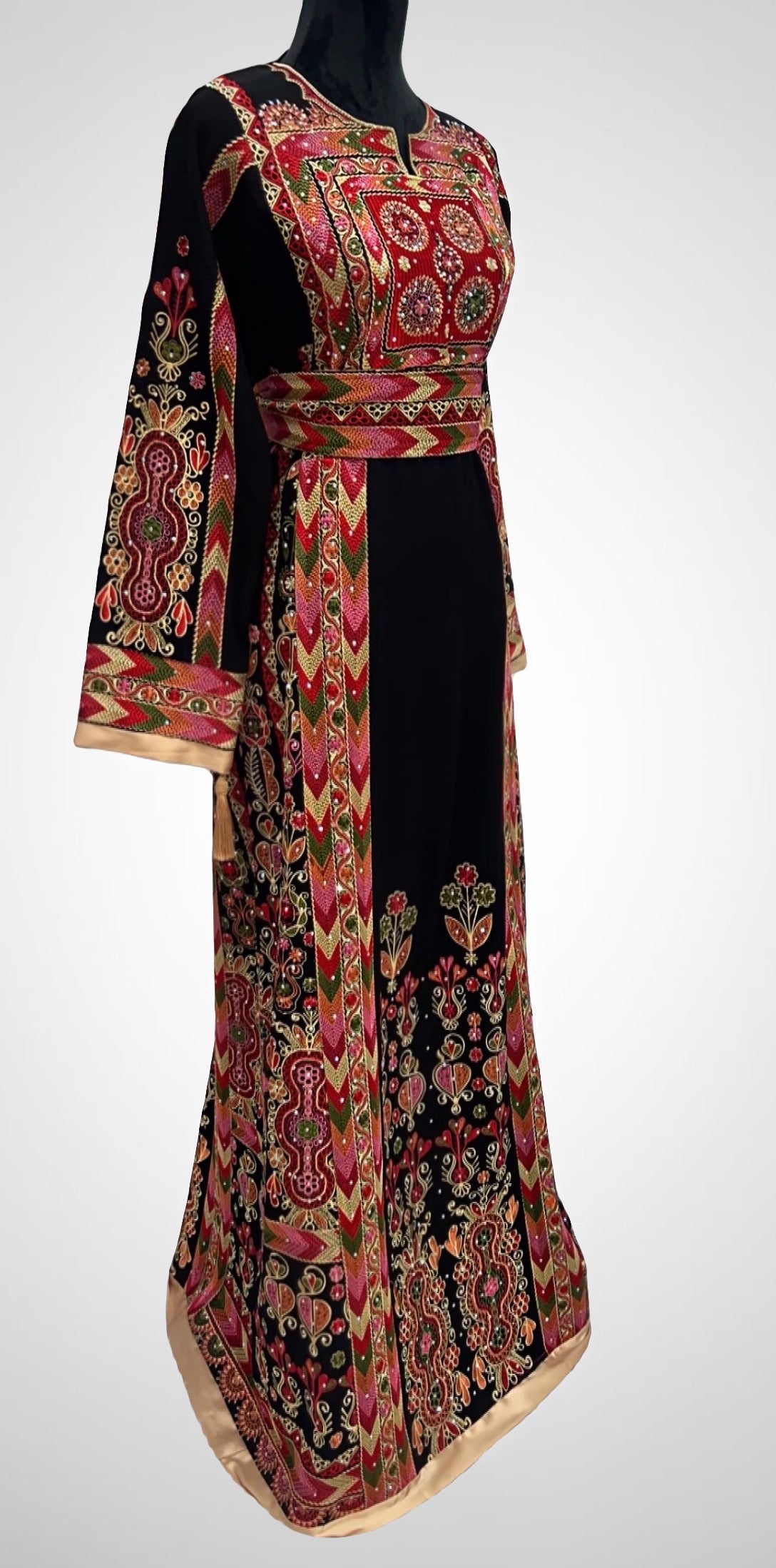 Stunning Multicolored Embroidered Palestinian Fellahi Thobe