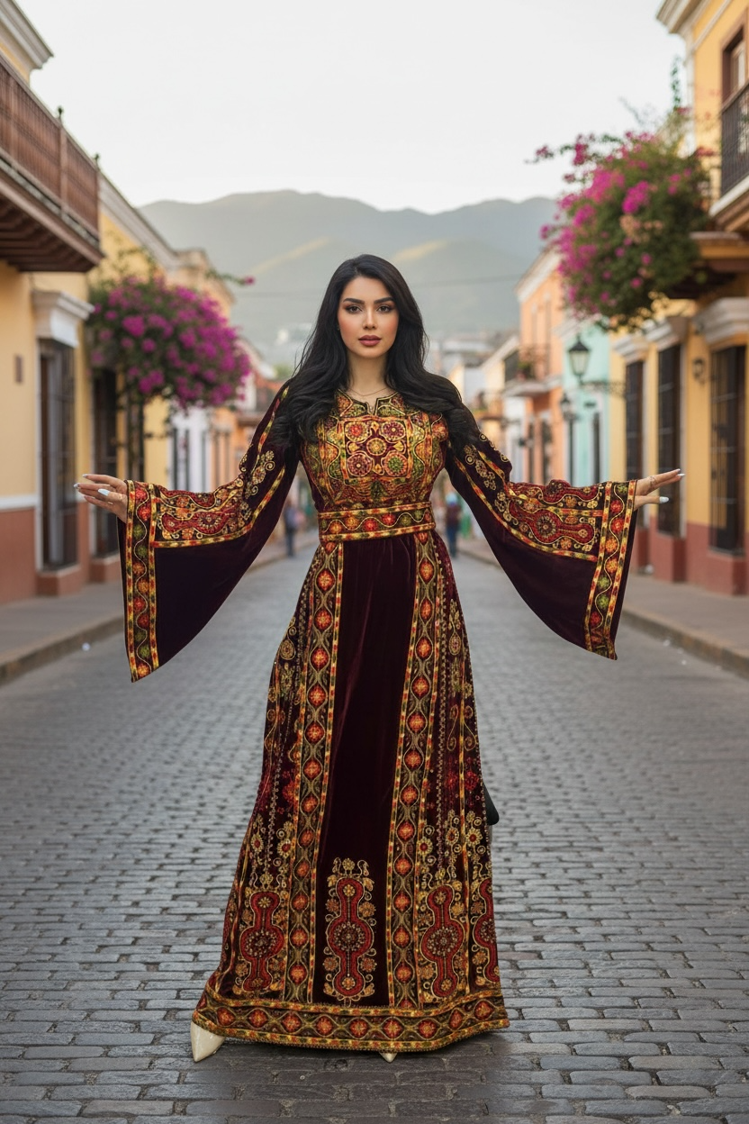 Maroon Velvet Stunning Thoub