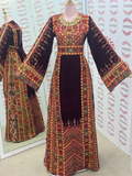 Maroon Velvet Palastine Thoub & Matching Headpiece