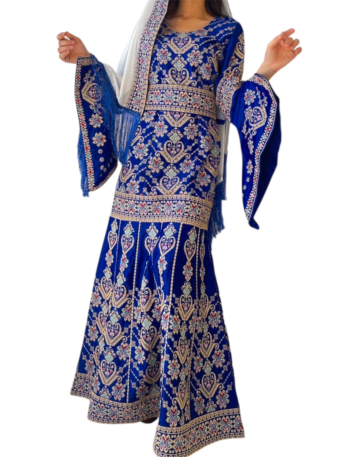 Blue Embroidery Mermaid, Long Thoub Dress