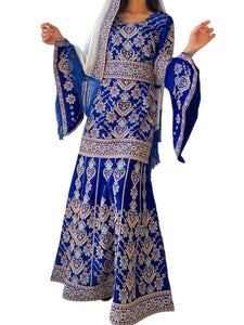 Blue Embroidery Mermaid, Long Thoub Dress