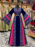 Pink/Blue  Silk Velvet Flared Dress
