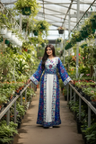 Blue Floral Embroidered Palestinian Thobe