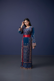 Blue Velvet Golden Embroidery Thoub